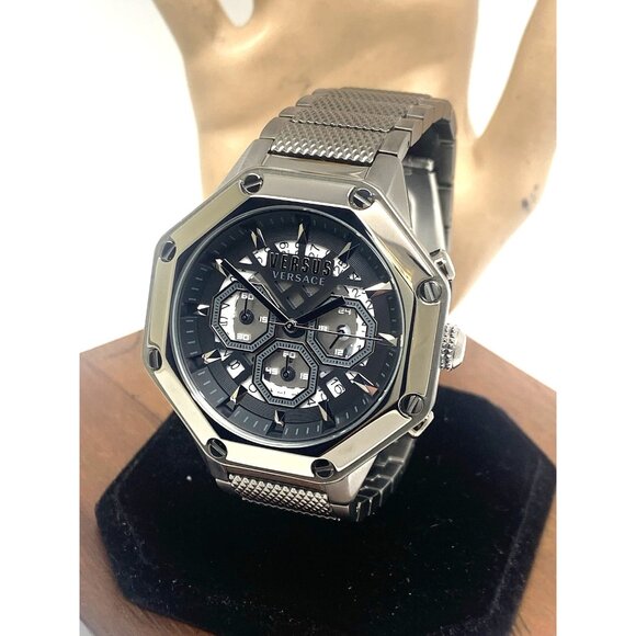 Versus by Versace Men's Watch VSP393621 Chronograph Quartz Gunmetal Steel 45mm - Picture 1 of 14